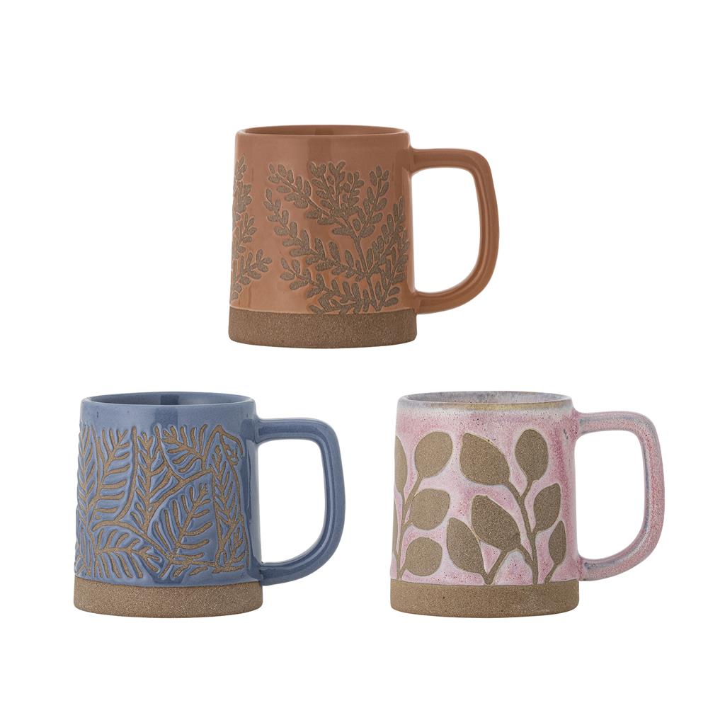 Bloomingville Kayce Becher bunt aus Steingut – 3er Set für Kaffee, Tee & Küche