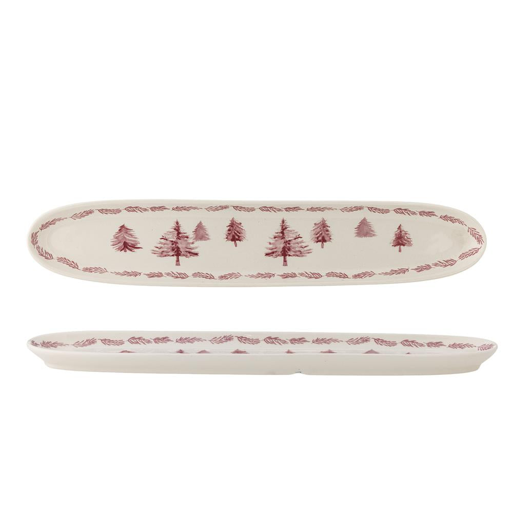Bloomingville Wonderland Servierplatte Rosa Steingut Weihnachtsplatte 35 cm