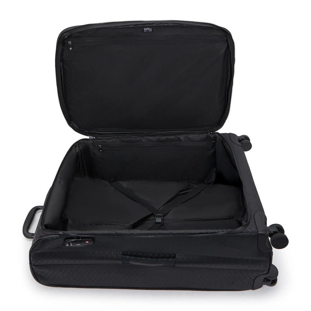 Kipling YOURI SPIN L, Reisekoffer, Signature Emb (schwarz), 100L Trolley Koffer groß Rollen