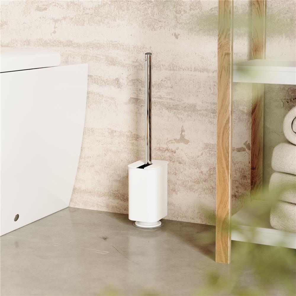 Umbra Flex Toilettenbürste mit Halterung zum Kleben für Wand- und Bodenanbringung in Weiß