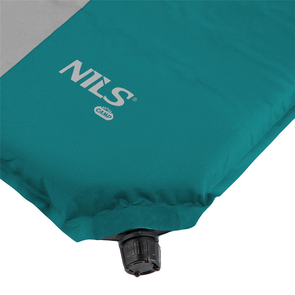 NILS CAMP selbstaufblasende Campingmatte 195 cm türkis-grau Isomatte Outdoor Schlafmatte