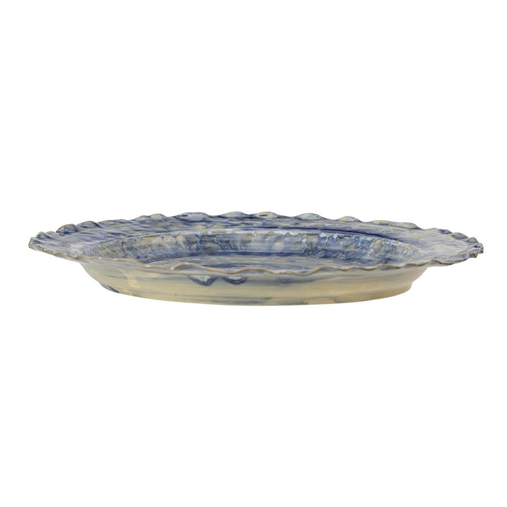 Bloomingville Rowan Servierplatte blau D27 cm aus Steingut – dekorative Platte für Küche & Tischdeko
