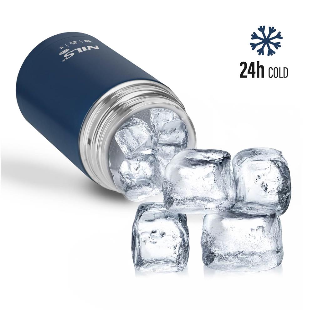 NILS CAMP Thermobehälter 1L Edelstahl blau Lunchbox für Essen warm kalt