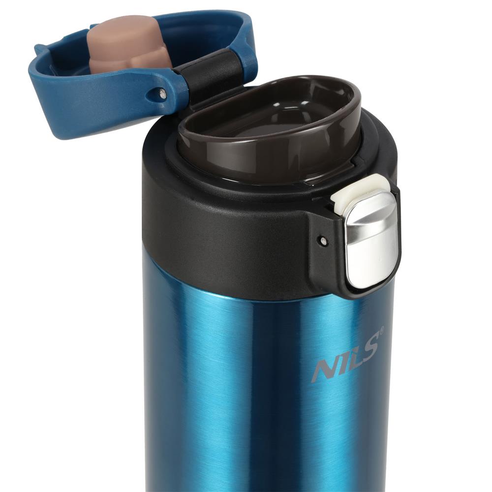 NILS Thermobecher 500 ml Edelstahl blau auslaufsicher für Camping Reisen Alltag