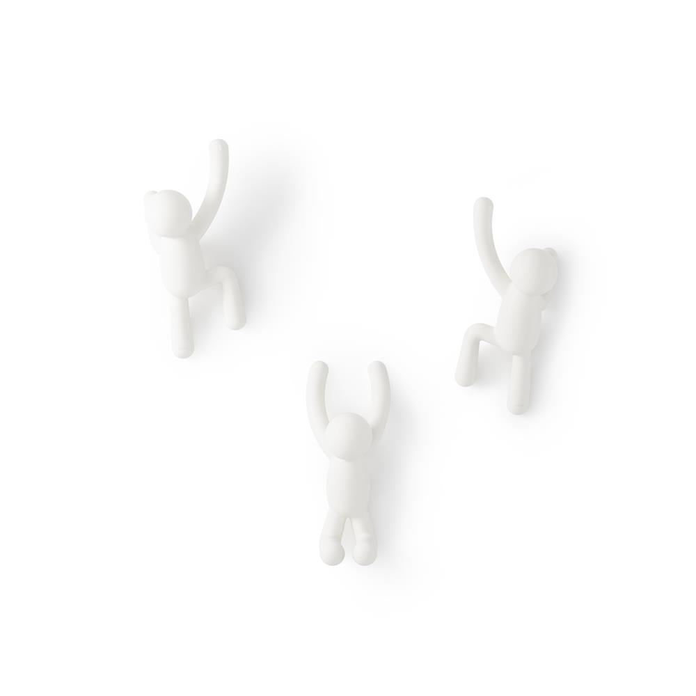 Umbra Buddy Haken 3er Set, Dekorative Wandhaken, Garderobenhaken in Weiß