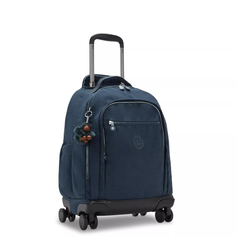 Kipling NEW ZEA, großer Kinder-Rucksack mit Rollen, True Blue Tonal (blau), Schulrucksack mit Laptopfach