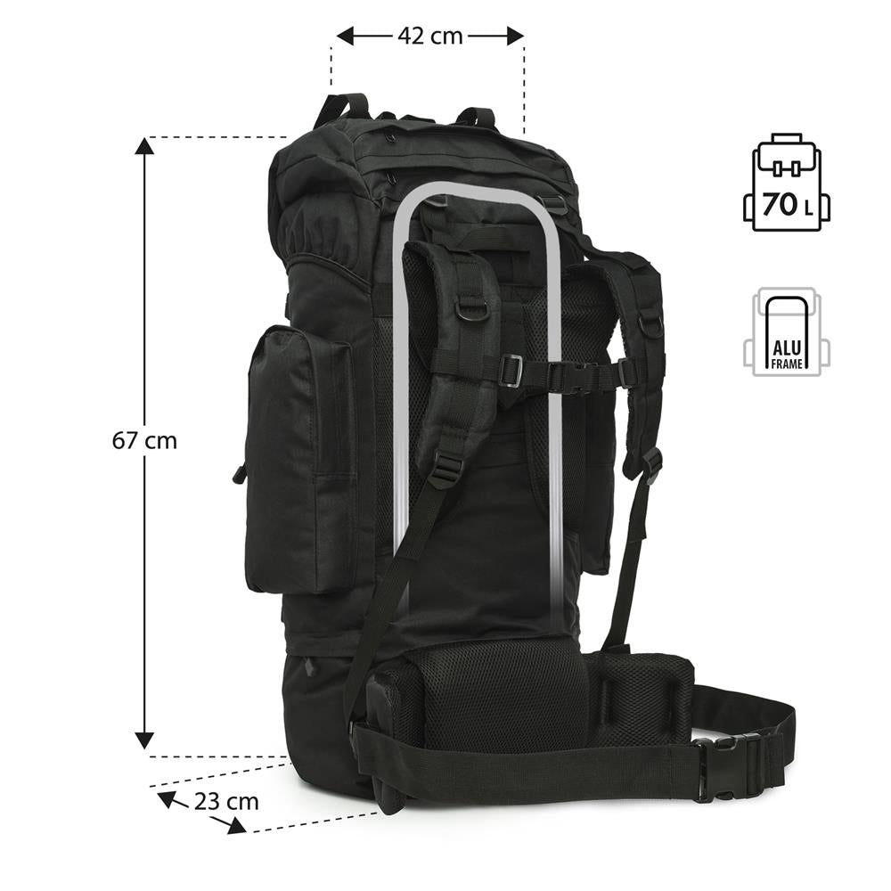 NILS CAMP Militärrucksack Eagle 70L Schwarz - Trekking Rucksack Outdoor Camping Survival