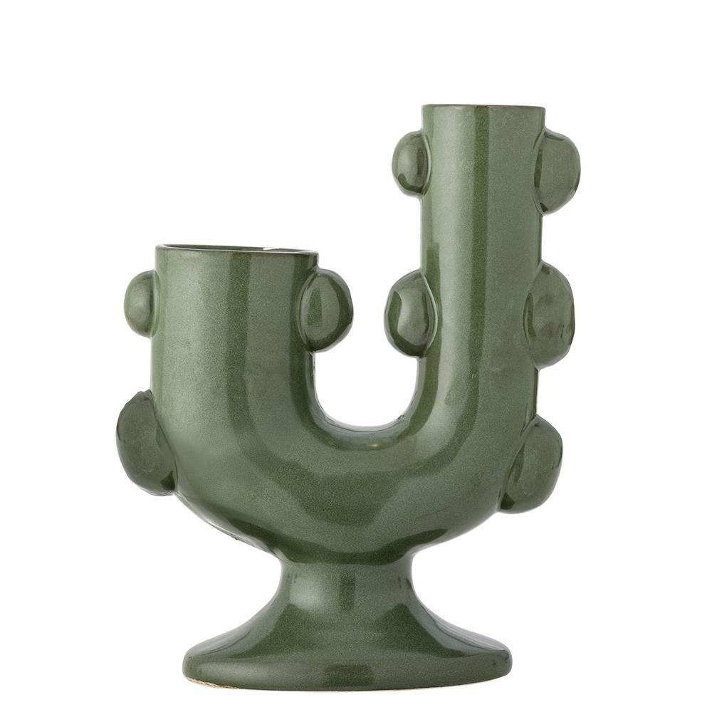 Bloomingville Tanu Vase Steingut grün skulptural 12 cm