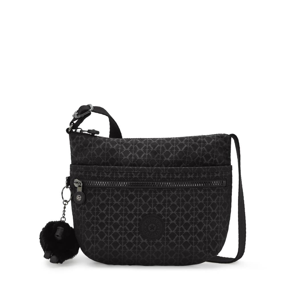 Kipling ARTO S, kleine Umhängetasche, Signature Emb (schwarz), Crossbody Tasche leicht