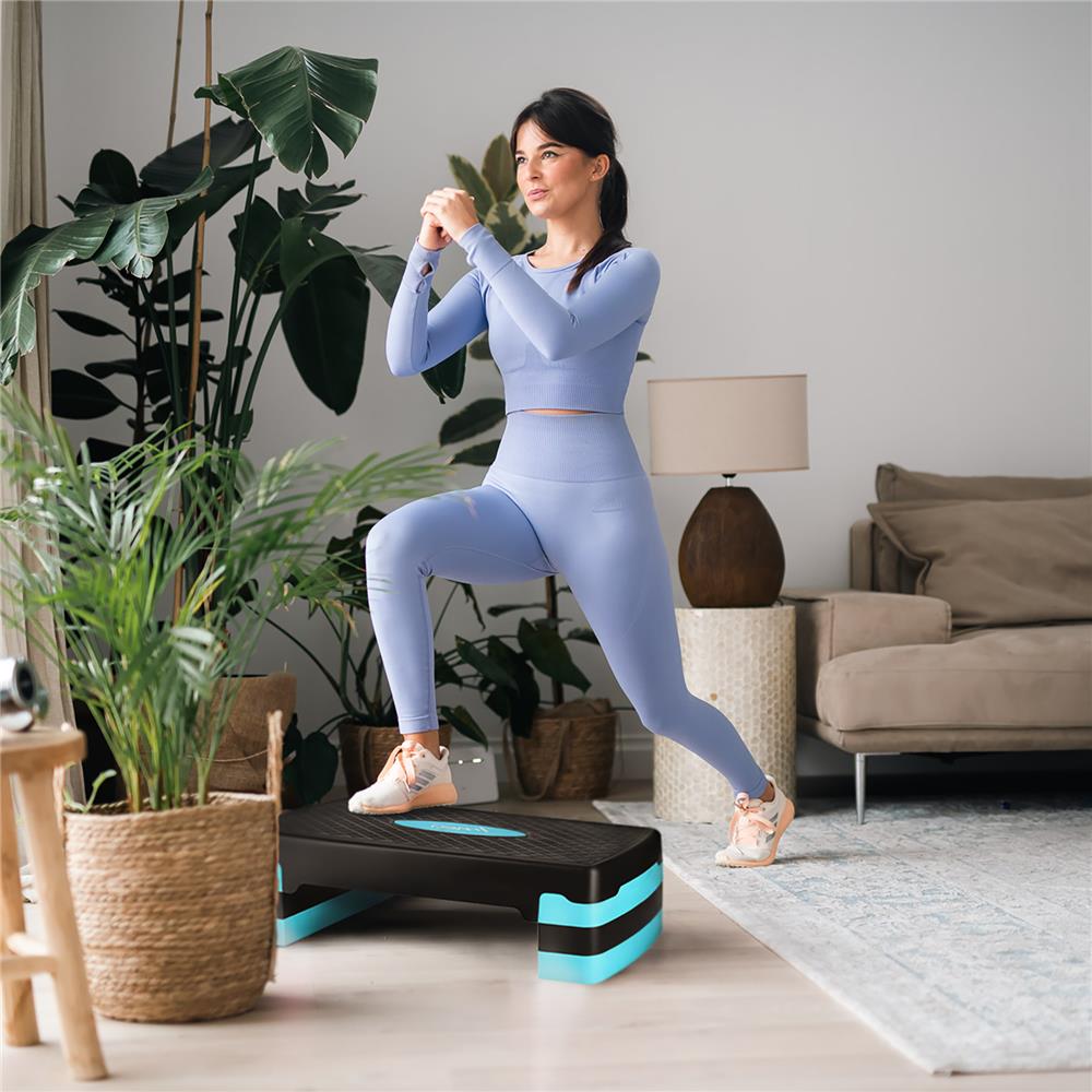 Aerobic Stepper 3-fach höhenverstellbar Schwarz/Mint für Fitness und Workout | HMS AS002