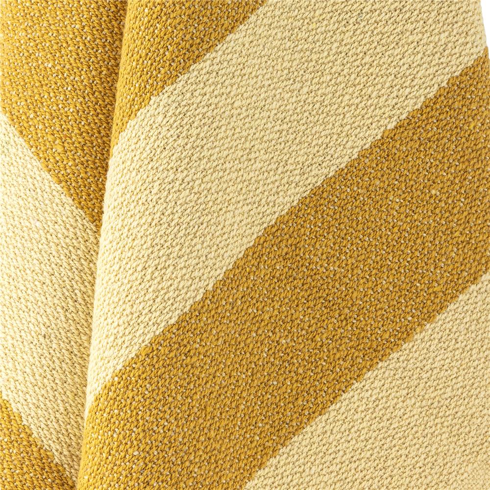 Bloomingville Frello Decke gelb - Plaid mit Streifen aus recycelter Baumwolle für Sofa