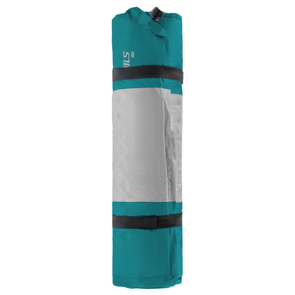 NILS CAMP selbstaufblasende Campingmatte 195 cm türkis-grau Isomatte Outdoor Schlafmatte