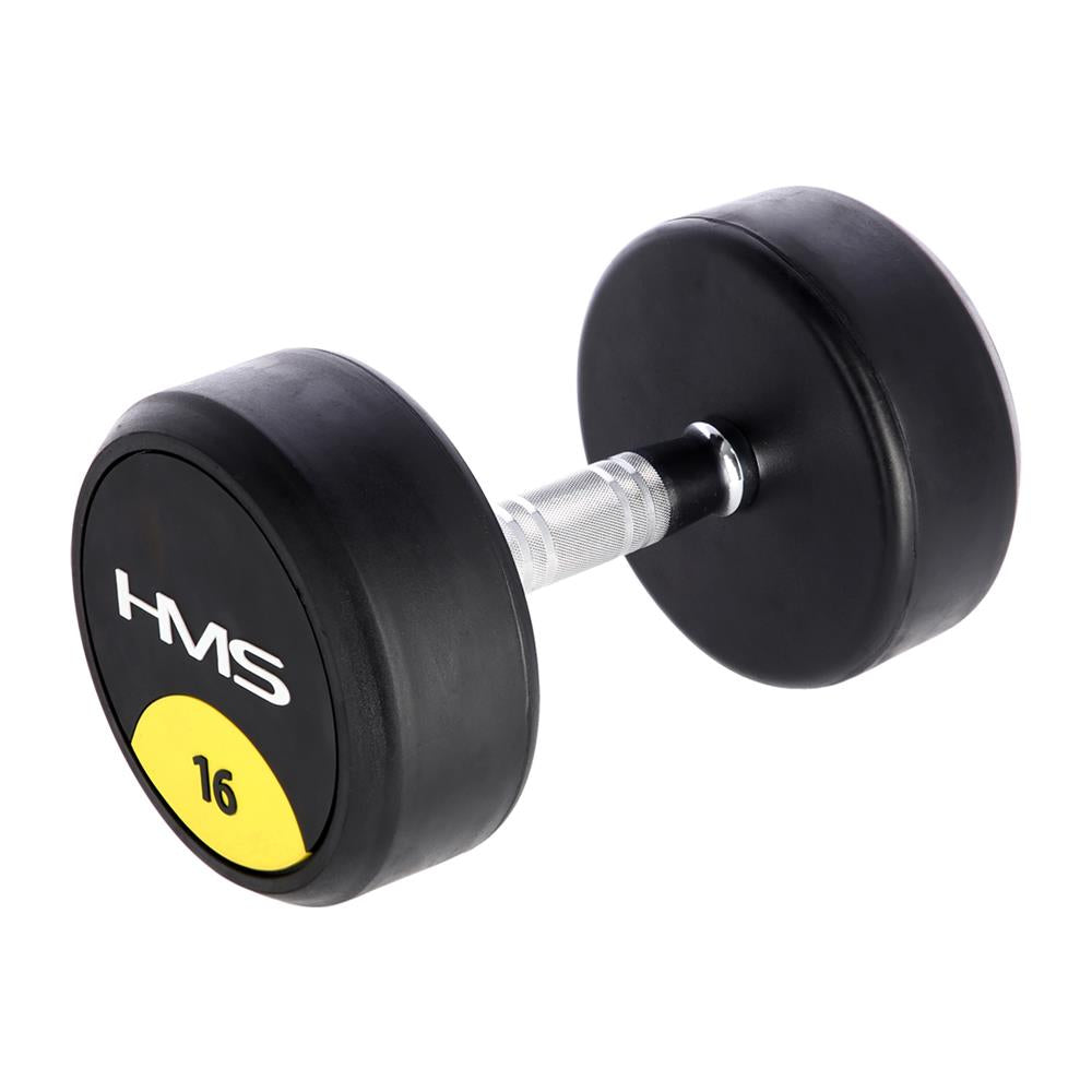 Kurzhantel 16 kg gummiert rund Schwarz | HMS HG PRO
