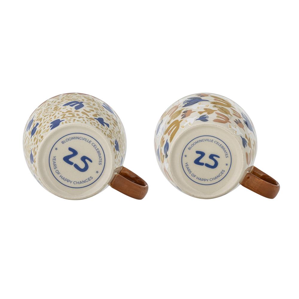 Bloomingville Anniversary Becher Bunt Steingut D9,5xH8 cm 2er Set – farbiges Tassen-Set