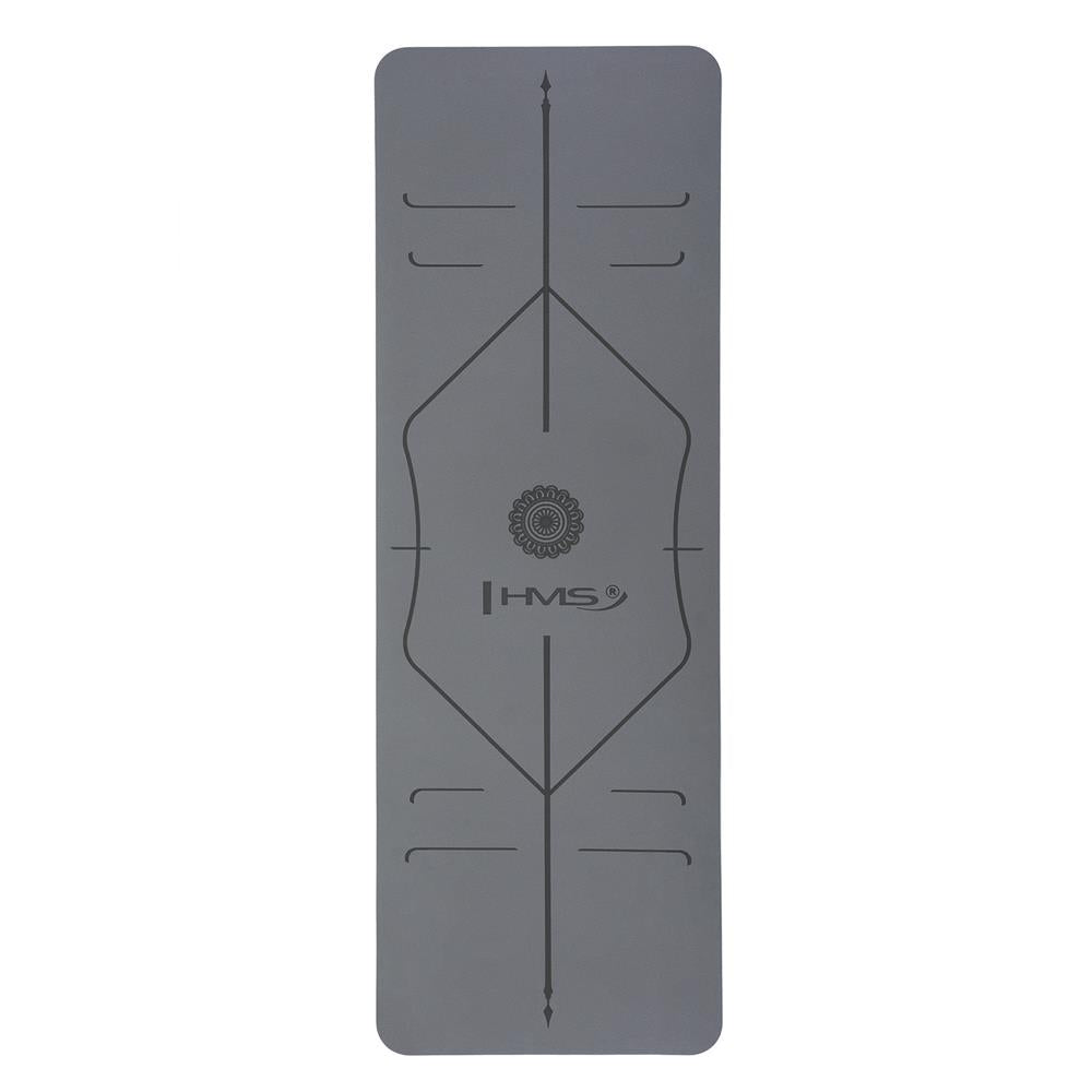 Yogamatte 183 x 61 x 0,8 cm Fitnessmatte Grau Gymnastikmatte rutschfest | HMS YM10