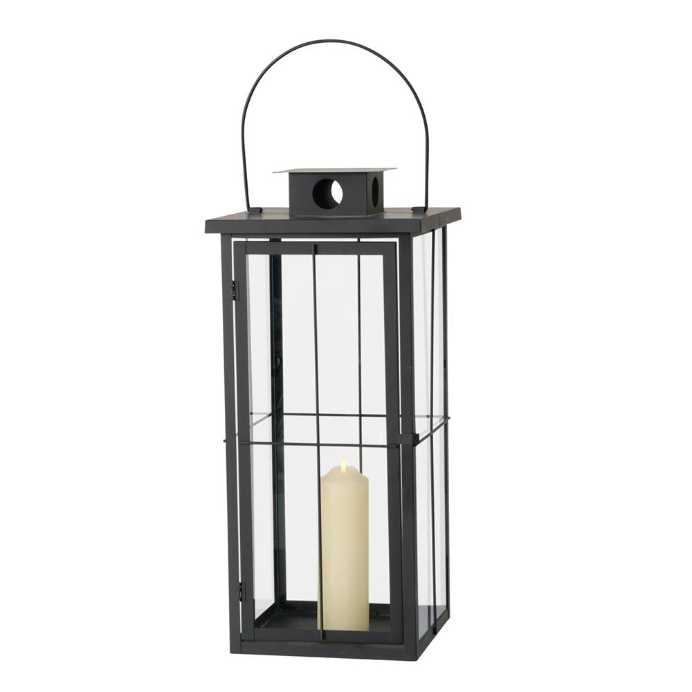 BOLTZE Laterne Arizona 2er Set Schwarz Metall Windlicht Kerzenhalter Skandinavisches Design