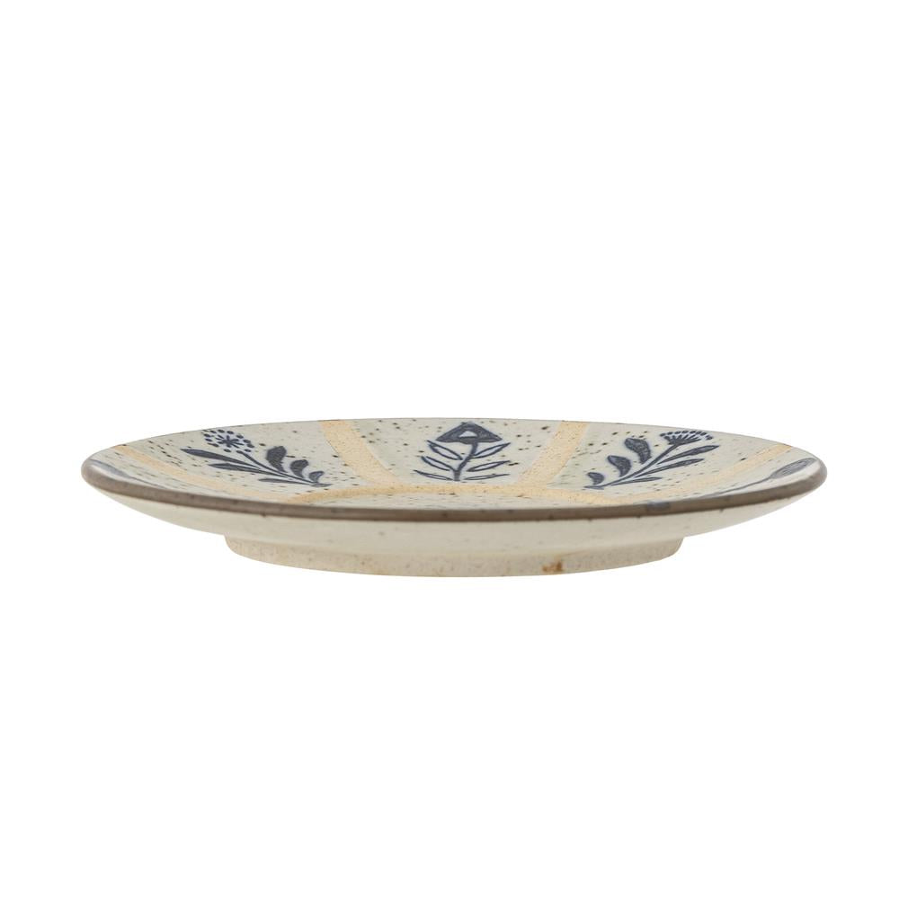 Bloomingville Leonie Teller in Beige/Blau, 16cm, aus Steingut