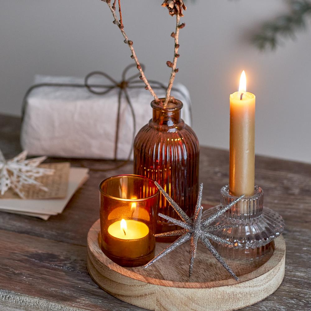 Bloomingville Sanga Tablett mit Teelichthaltern – 6‑teiliges Deko‑Set für Tisch & Weihnachten