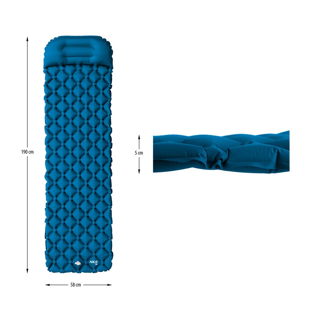 NILS CAMP Campingmatte leicht in türkis mit Luftpumpe Outdoor Trekking Reisen