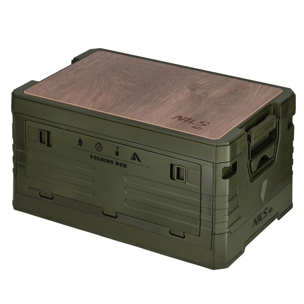 NILS CAMP faltbare Campingbox mit Tischfunktion 32L in Grün - kompakte Reisebox