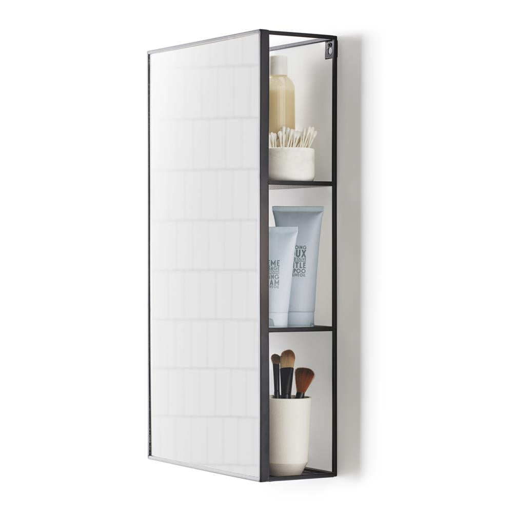 Umbra Cubiko Spiegel mit Ablage, Badezimmerspiegel, Spiegelschrank, Schminkspiegel, Wandspiegel