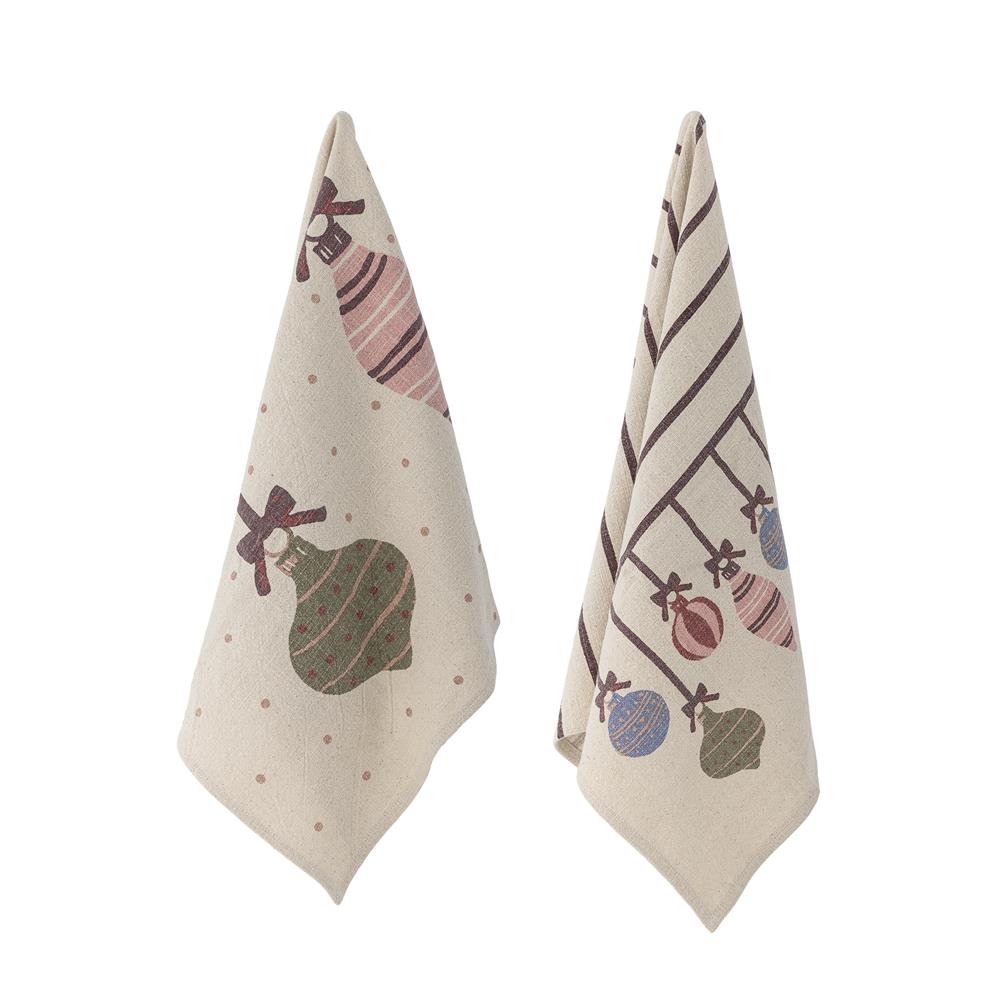 Bloomingville Ornamentia Küchenhandtuch Bunt Baumwolle 2er Set Weihnachtstuch
