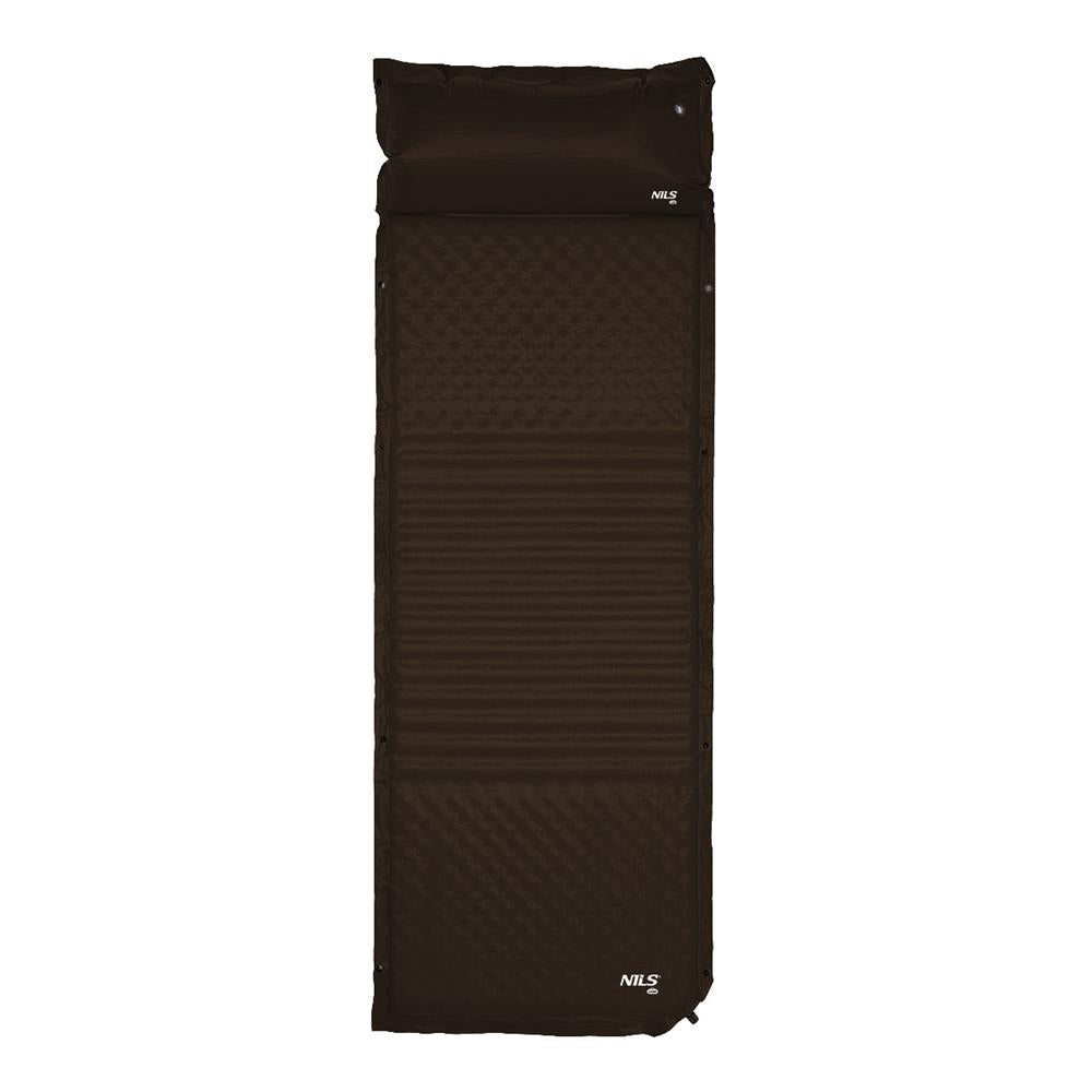 NILS CAMP selbstaufblasende Campingmatte 190 cm in schwarz mit Kissen Isomatte Outdoor Festival