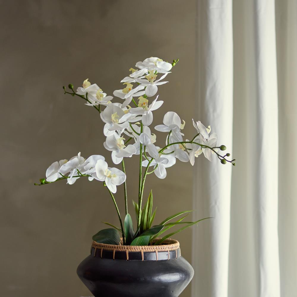 Bloomingville Orchid Kunstpflanze Weiß 84 cm mit Topf