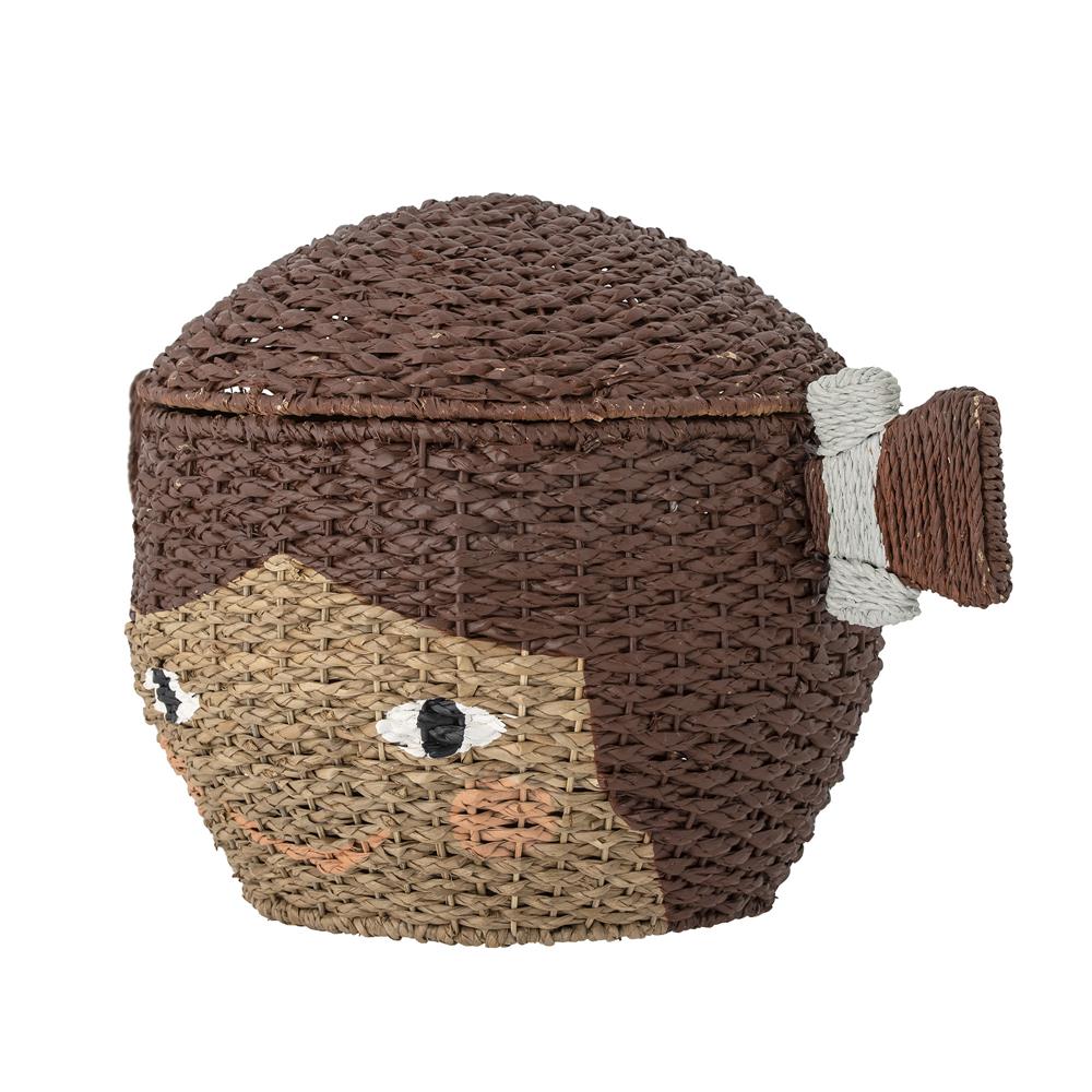 Bloomingville MINI Lill Korb mit Deckel Bankuangras Weide Braun 62 x 44 x 40,5 cm