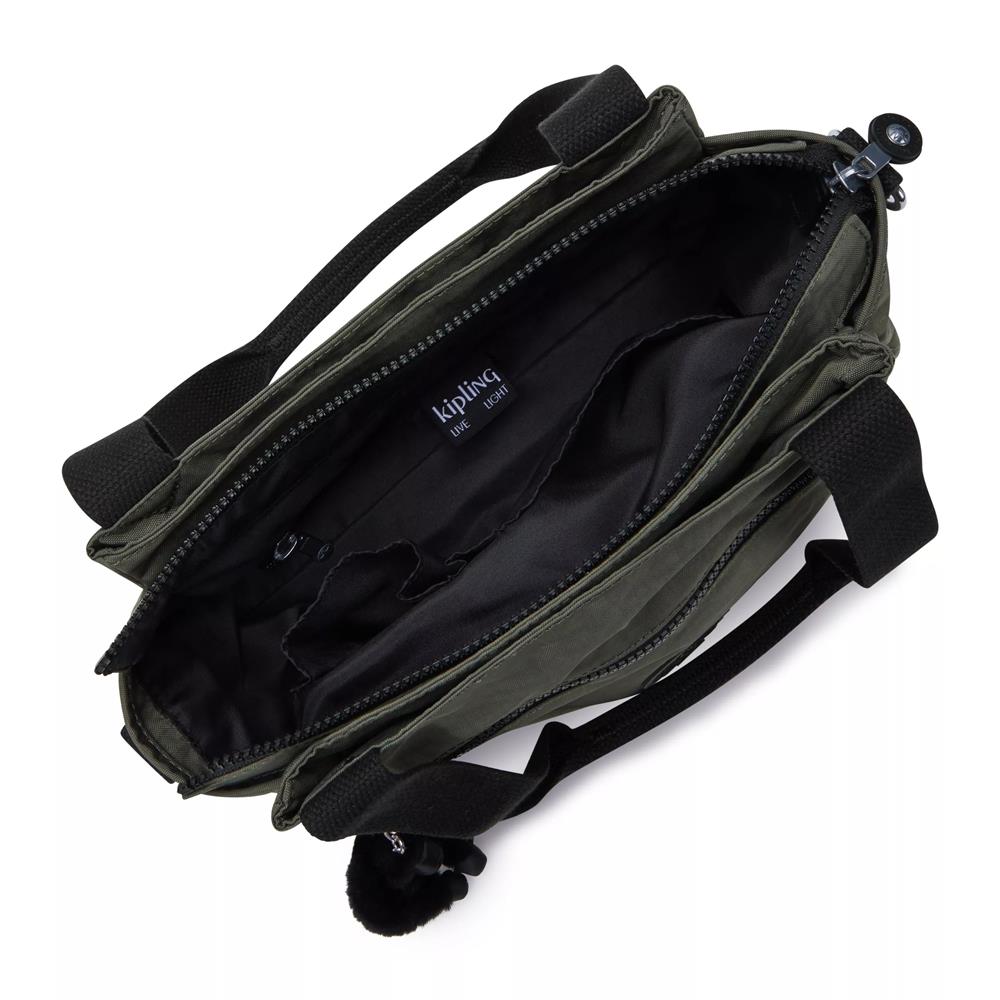 Kipling ELYSIA, mittelgroße Schultertasche, Green Moss (grün), Umhängetasche mit vielen Fächern