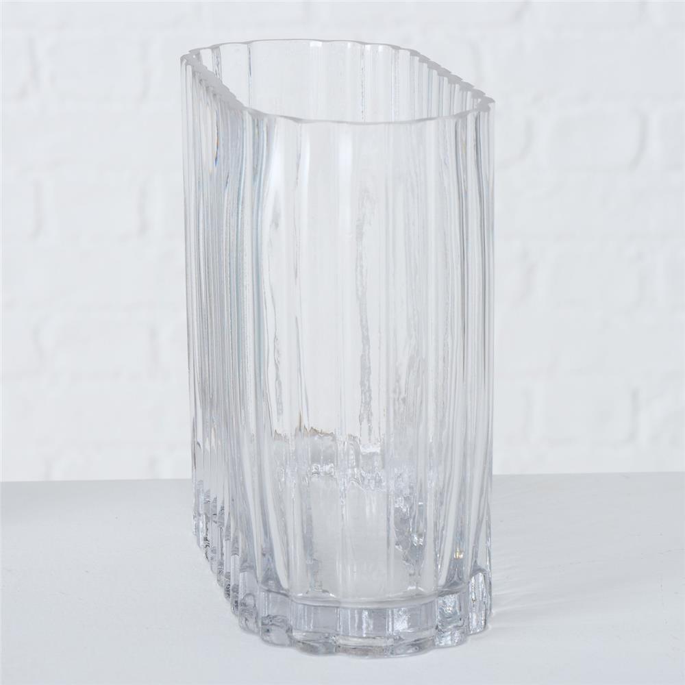 BOLTZE Vase Tulipa 2er Set Glas transparent Relief modern Blumenvase