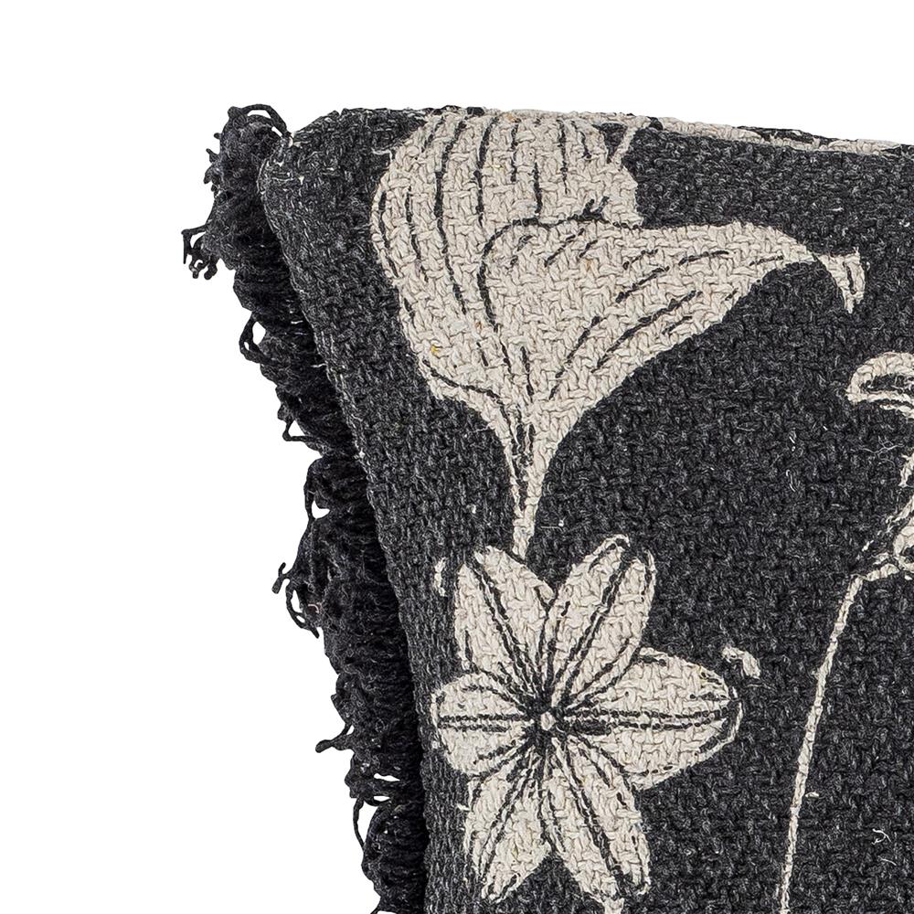 Bloomingville Mali Kissen, Schwarz, mit recycelter Baumwolle L50 x B50 cm