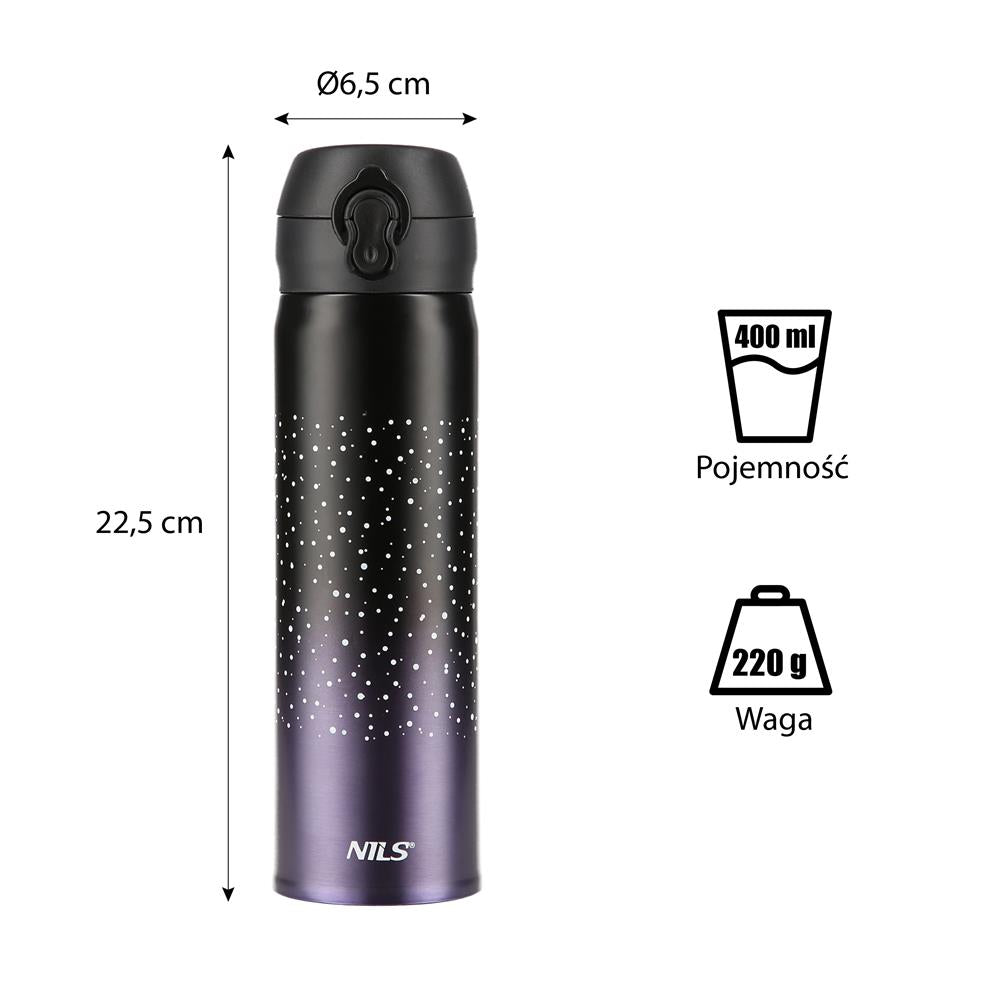 NILS Thermobecher 500 ml Edelstahl violett auslaufsicher für Camping Reisen Alltag
