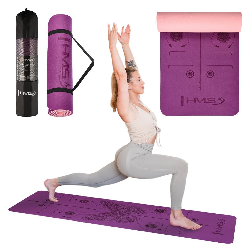 Yogamatte 183 x 61 x 0,8 cm Fitnessmatte Violett Gymnastikmatte rutschfest | HMS YM10