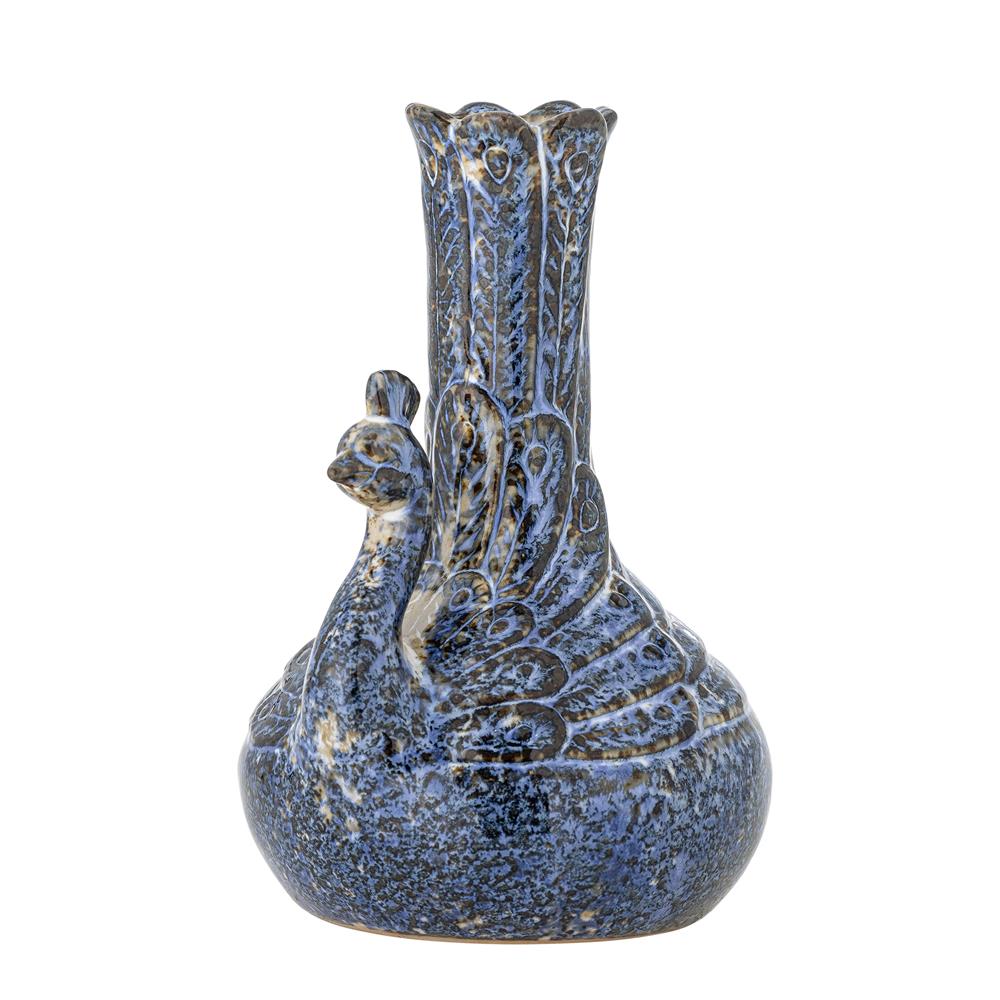 Bloomingville Kali Vase blau Steingut Deko Vase Wohnzimmer Tischdeko skulptural