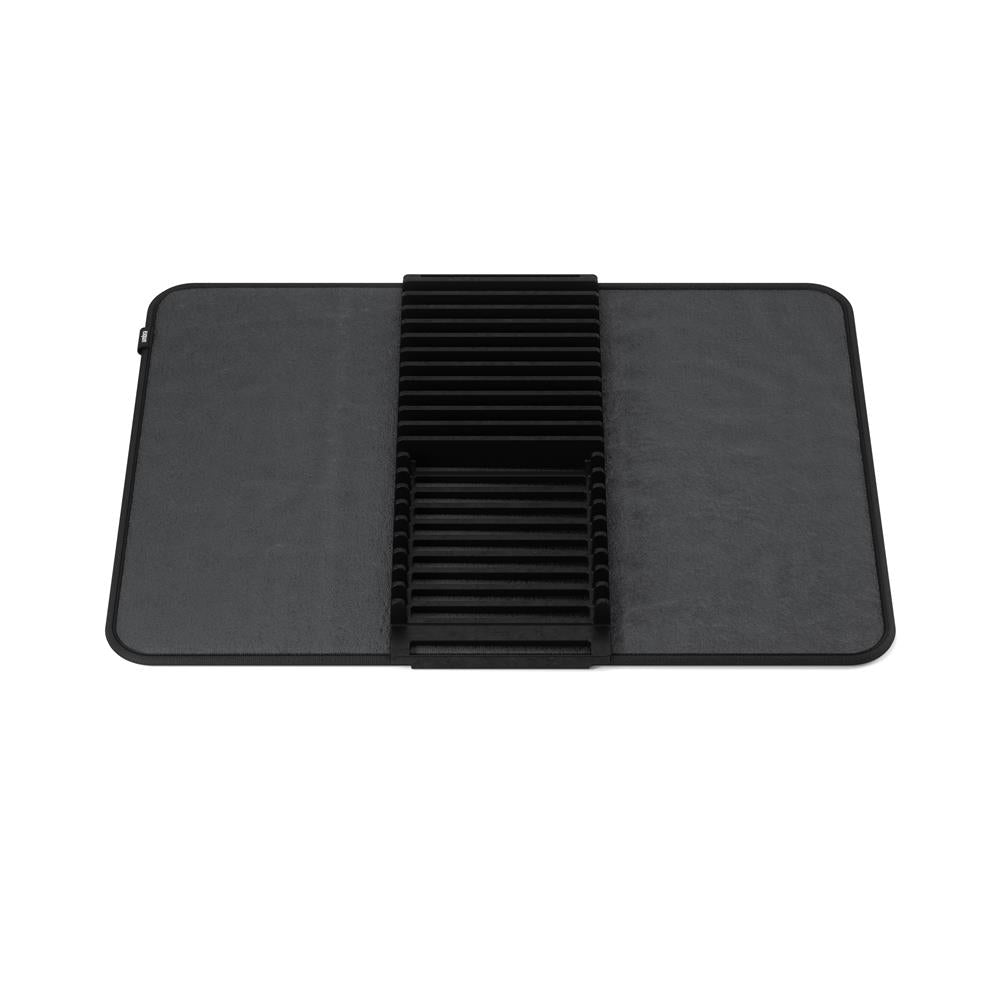 Umbra Udry Geschirr Abtropfgestell und Mikrofaser Abtropfmatte, Faltbar, Platzsparend, 61 x 45 cm, in Schwarz