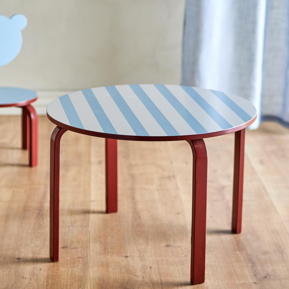 Bloomingville MINI Liova Tisch blau/weiß gestreift - Kindertisch aus MDF mit Streifenmuster für Kinderzimmer