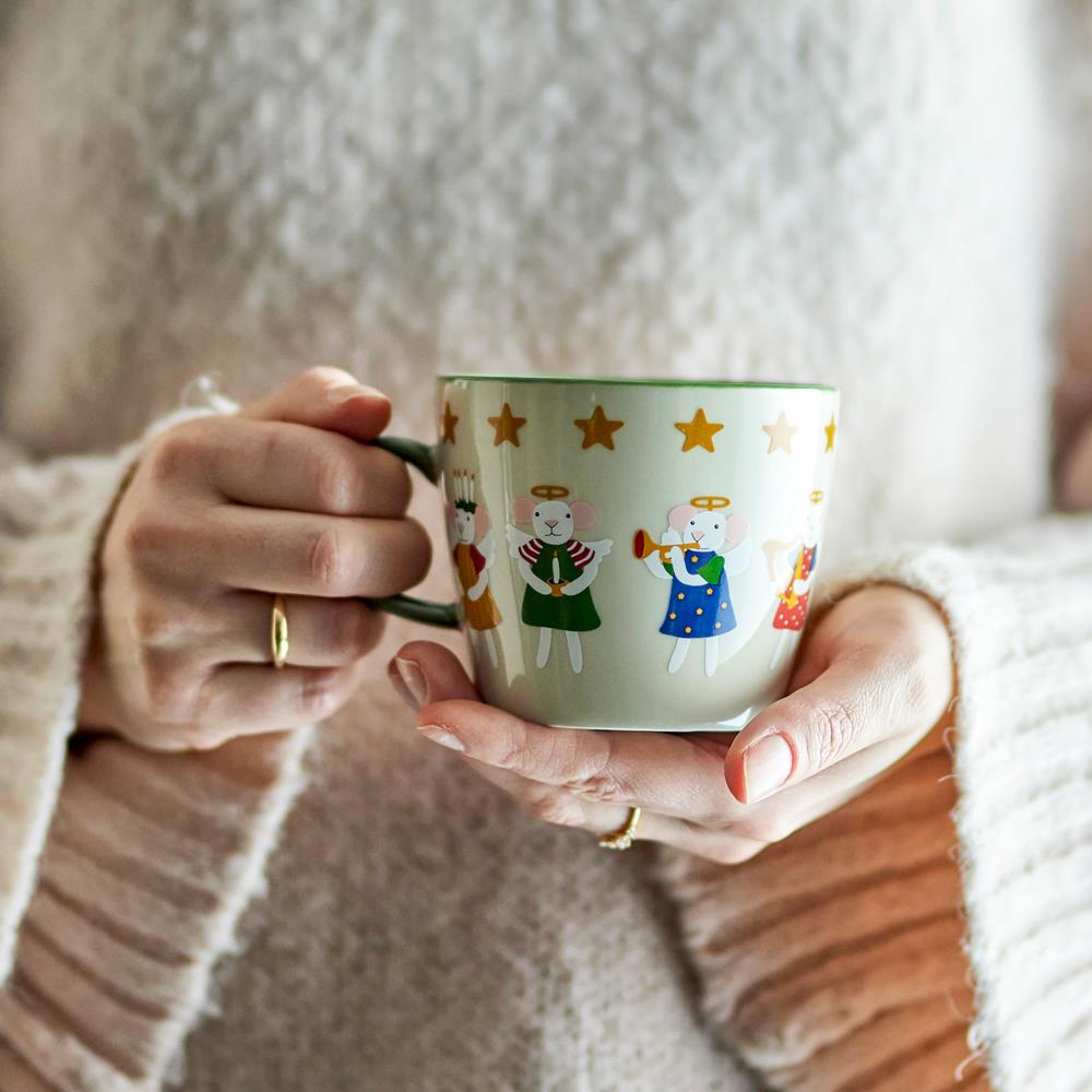 Bloomingville Peo Tasse Natur Steingut 4er Set Weihnachtstassen 300 ml