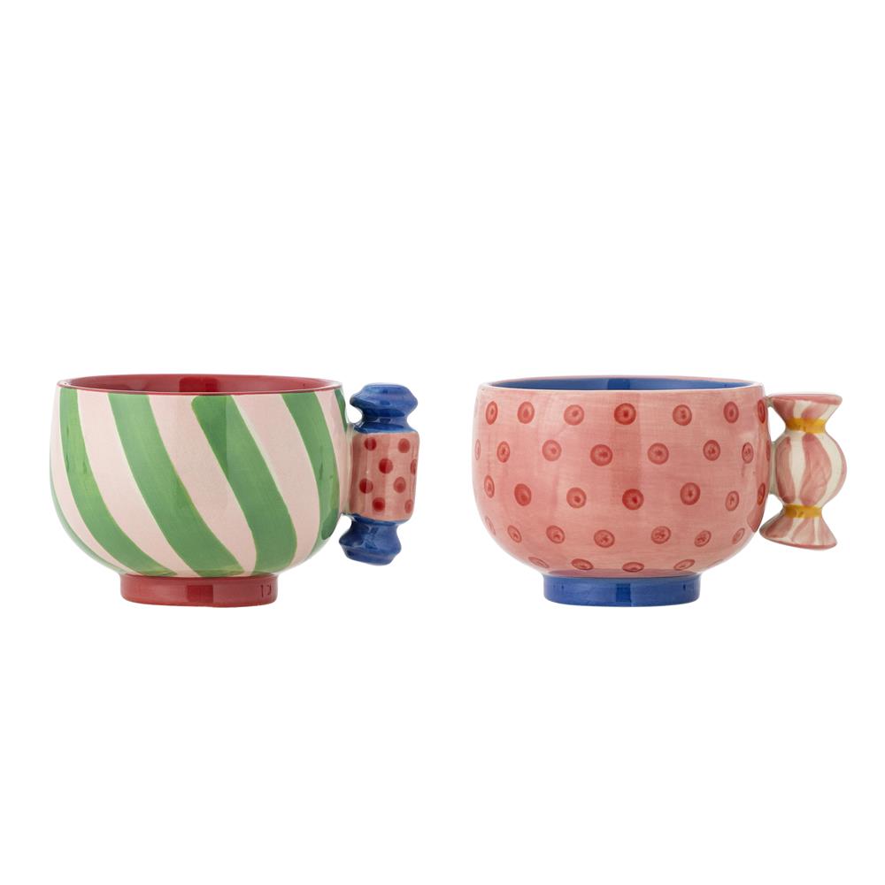 Bloomingville Caramella Tasse Bunt Steingut 2er Set Handbemalt 250 ml