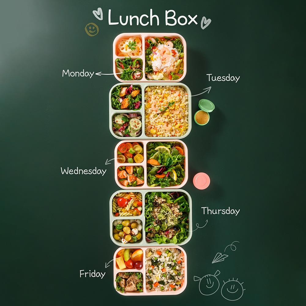 LocknLock To-Go Lunchbox 980 ml, Mint, 3 Fächer - Mikrowellengeeignet BPA-frei