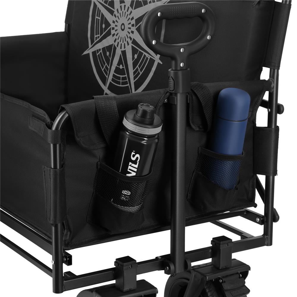 NILS CAMP Bollerwagen faltbar 140L in Grün - Strandwagen mit Sitzfunktion für Camping & Outdoor