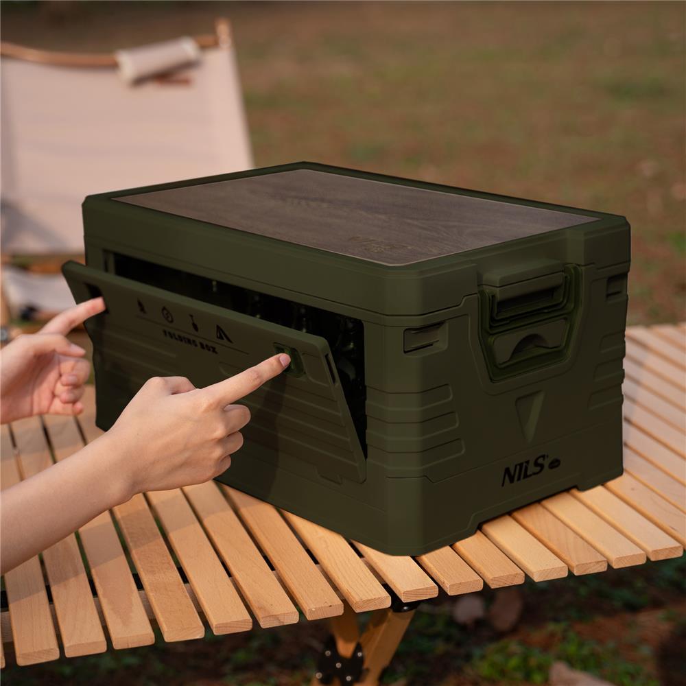 NILS CAMP faltbare Campingbox mit Tischfunktion 32L in Grün - kompakte Reisebox