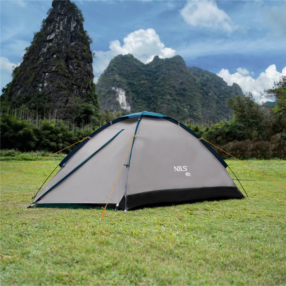 NILS CAMP Nightfall Zelt für 2 Personen in Grau - leichtes Campingzelt für Trekking, Berge & Outdoor