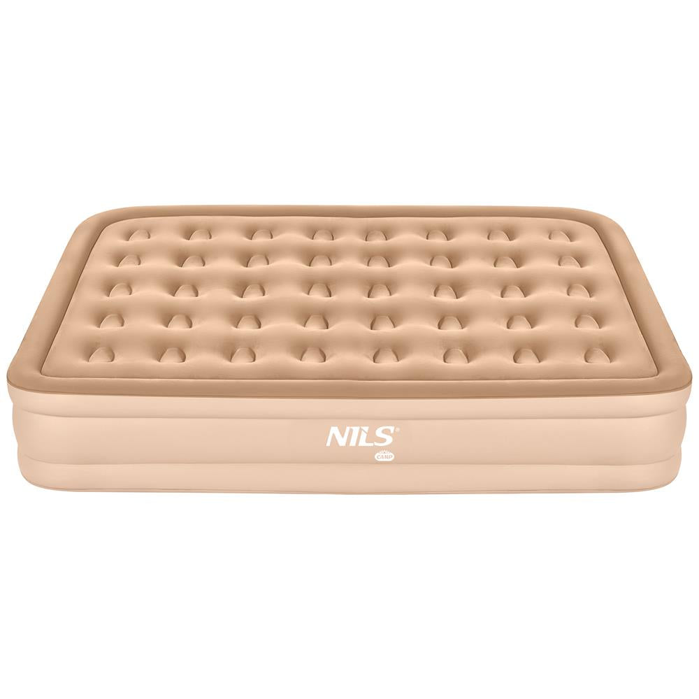 NILS CAMP Campingmatratze Doppelbett beige 200x145x35 cm mit elektrischer Pumpe Gästebett