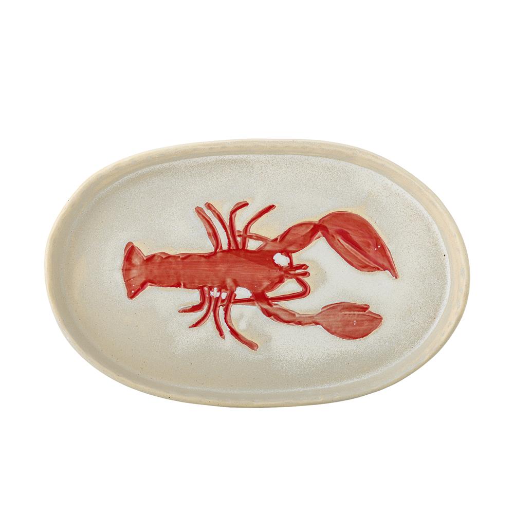 Bloomingville Hadden Servierplatte Steingut rot Hummer Motiv 29 cm