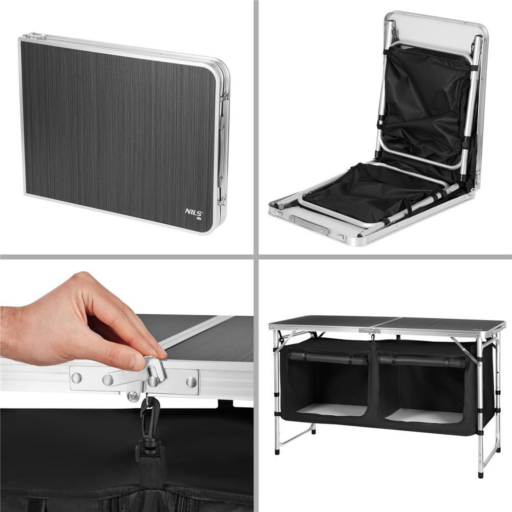 NILS CAMP Campingtisch mit Schrank faltbar für Camping Outdoor Küche