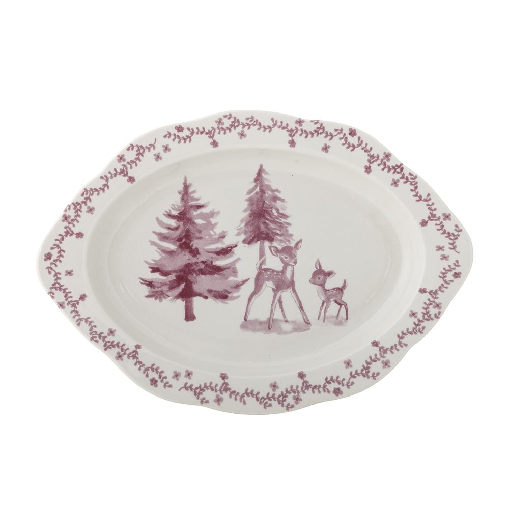 Bloomingville Wonderland Servierplatte Rosa Steingut Weihnachtsteller 31 cm