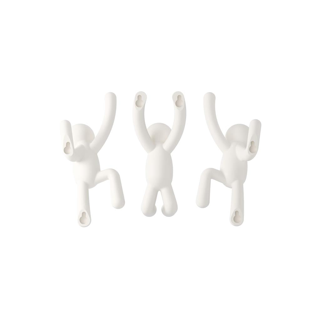 Umbra Buddy Haken 3er Set, Dekorative Wandhaken, Garderobenhaken in Weiß
