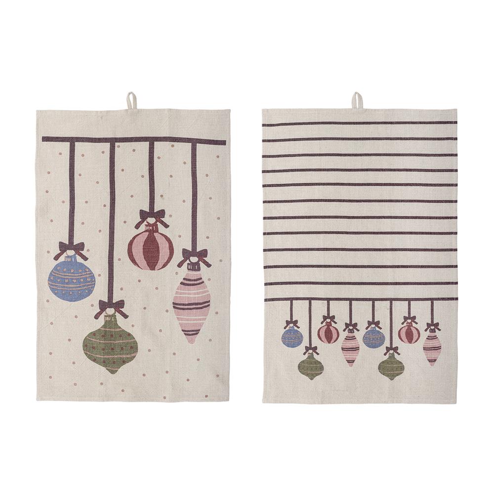 Bloomingville Ornamentia Küchenhandtuch Bunt Baumwolle 2er Set Weihnachtstuch