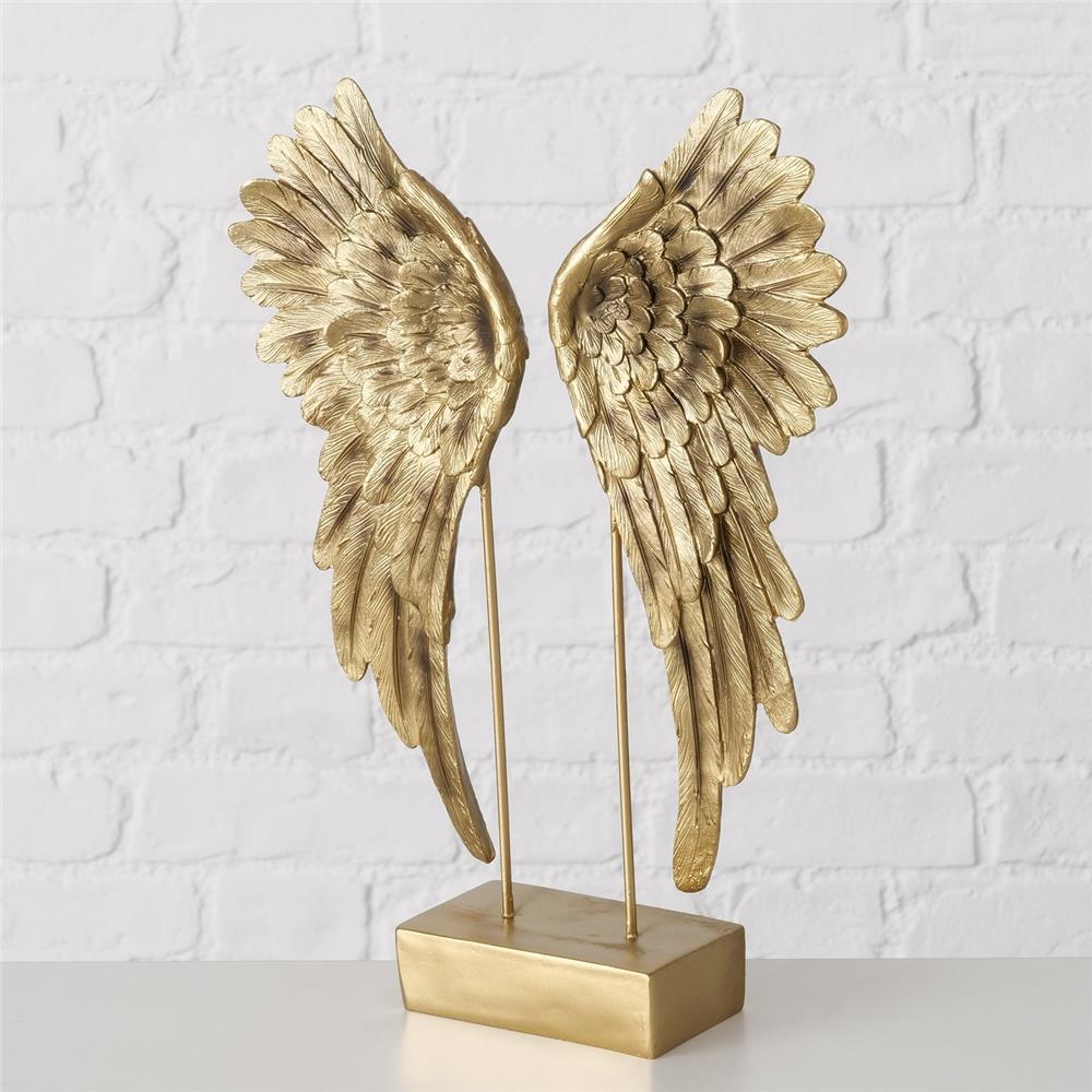 BOLTZE Dekoaufsteller Cosmo Engelsflügel mit Stand 38 cm Gold Elegantes Design